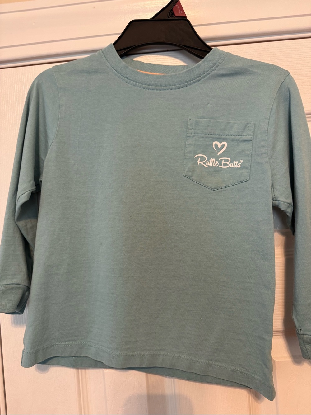 Ruffle Butts Light Teal Long Sleeve Pocket Tee Size 4T/5